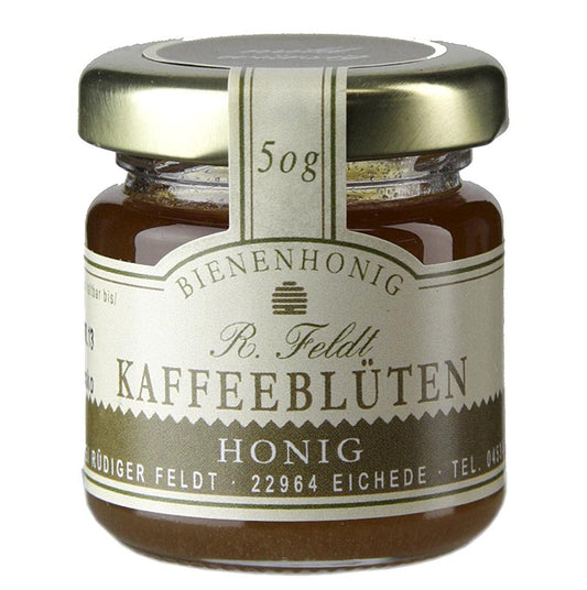 Imkerei Feldt - Kaffeeblüten-Honig, dunkel, cremig, mild-feinaromatisch, Portionsglas, 50 g