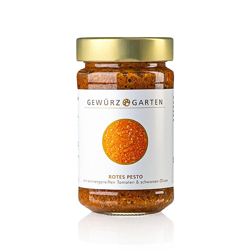 Gewürzgarten Pesto rouge, aux tomates mûries au soleil et aux olives noires, 225 ml