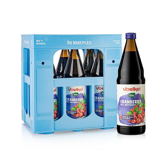 Voelkel - Jus de canneberge, 100 % pur jus, BIO, 6 x 0,75 l
