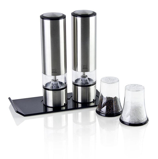 Peugeot ELIS Set, Elektrische Salz- und Pfeffermühle, Edelstahl, 5 tlg.