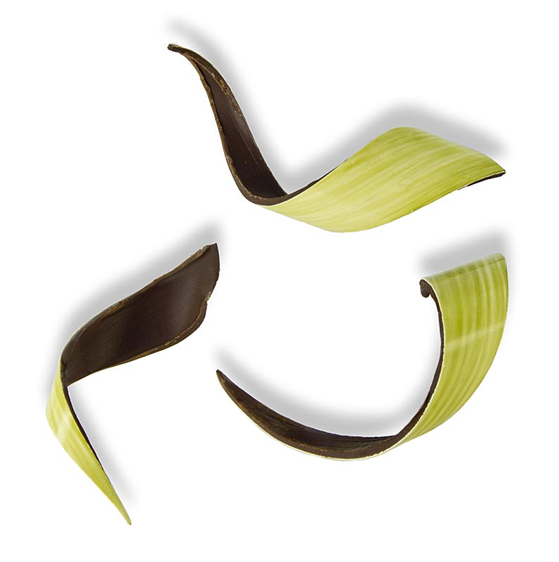 Deko-Aufleger "Twist Green", grüner Überzug, dunkle Schokolade, 20x80mm, 130 g, 80 St