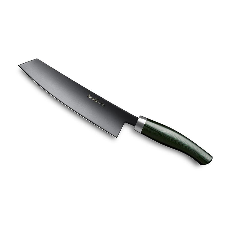 Coltello da cucina Nesmuk Janus 5.0, 180 mm, ghiera in acciaio inossidabile, manico in micarta verde, 1 pz.