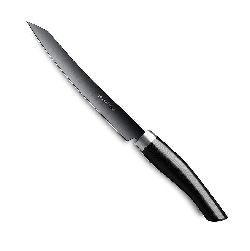 Couteau Nesmuk Janus 5.0, 160 mm, virole en acier inoxydable, manche en micarta noir, 1 pièce