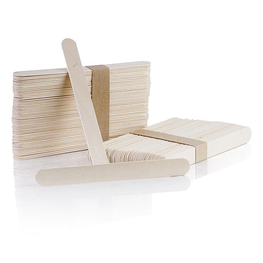 Spatole di legno (simili a bastoncini da gelato), larghezza 2 cm, lunghezza 15 cm, 100 pezzi.