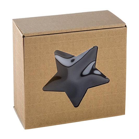 Boîte cadeau avec fenêtre "étoile", nature, 200x200x100mm, 1 pc