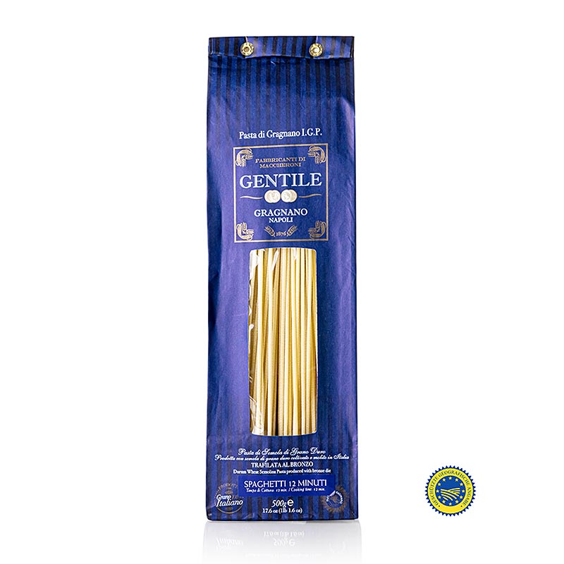 Pastificio Gentile Gragnano IGP/IGP - Spaghetti, ø 2,2mm, étirés en bronze, 500 g