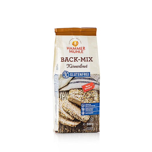 Miscela da forno per pane ai cereali, miscela da forno senza glutine, Hammermühle, 500 g