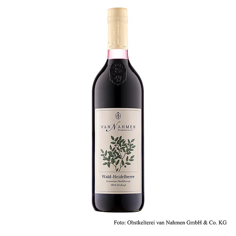 van Nahmen  Myrtilles sauvages, 100 % pur jus, BIO, 750 ml