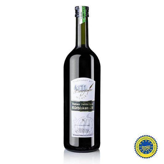 Huile de pépins de courge de Styrie IGP, 100 % pure, Berghofer-Mühle, 1 l