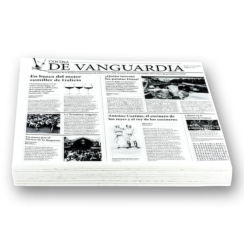Carta snack monouso con carta di giornale, circa 290x300 mm, De Vanguardia, 500 fogli