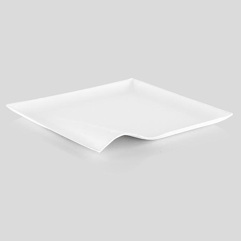 Einweg Teller "Wave", aus Zuckerrohrfasern,weiß,quadratisch m. Welle,20,5x20,5cm