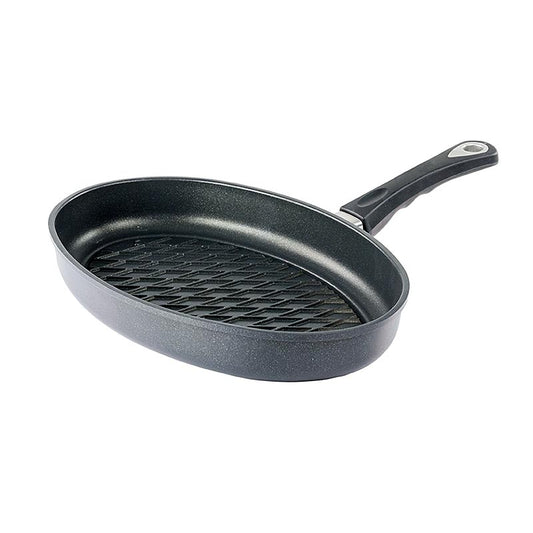 AMT Gastroguss, Poêle à griller, ovale, induction, avec motif en losange BBQ 35x24cm, 1 pc