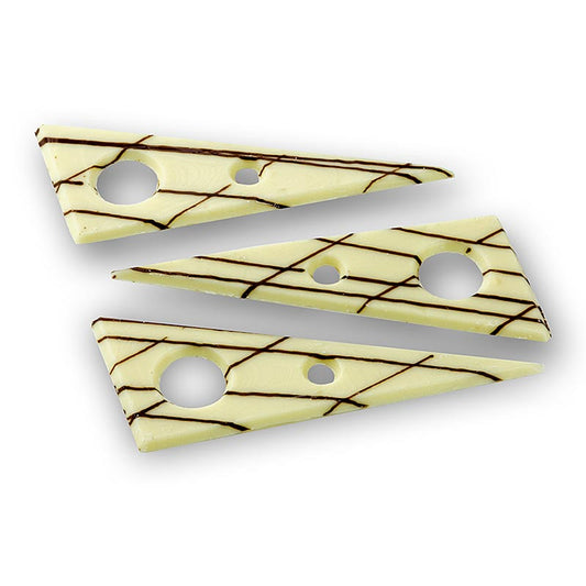 Topper decorativo "Tramontana" - triangolo, traforato, cioccolato bianco, a righe, 690 g, 131 pz.