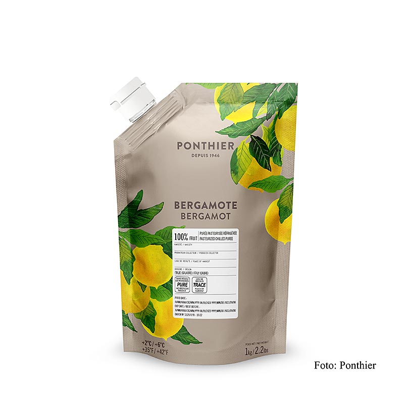 Ponthier - Purea - Bergamotto, senza zucchero, 100% frutta, 1 kg
