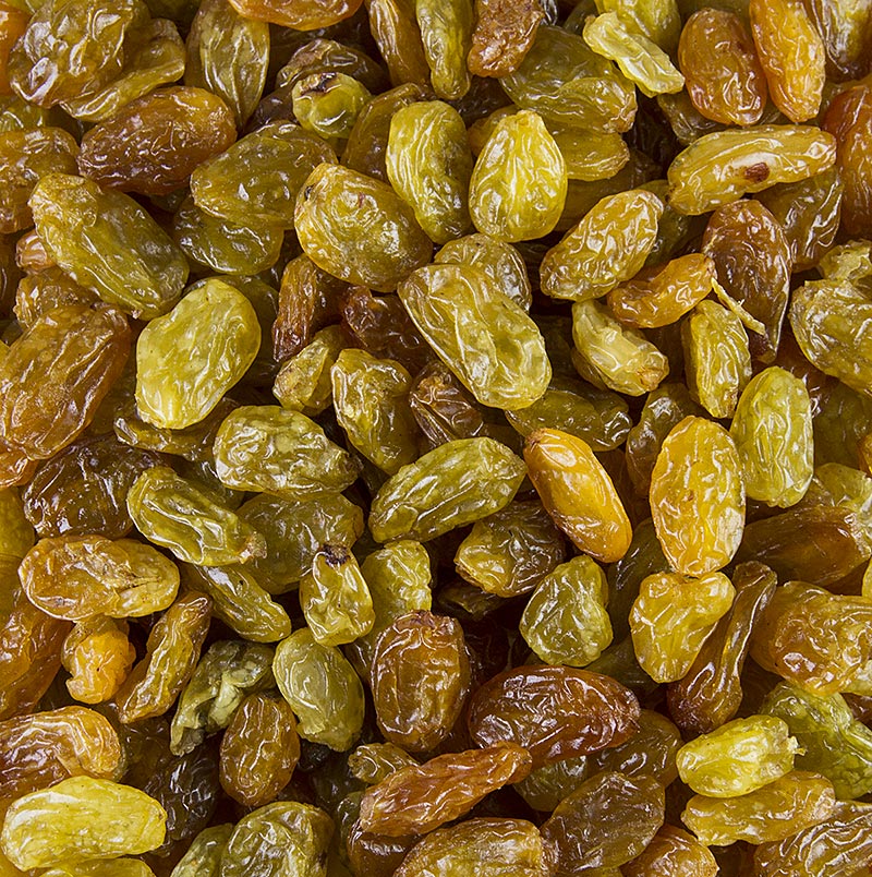 Raisins secs Jumbo, verts/jaunes, sulfurés, Chili (similaires aux sultanines), 1 kg