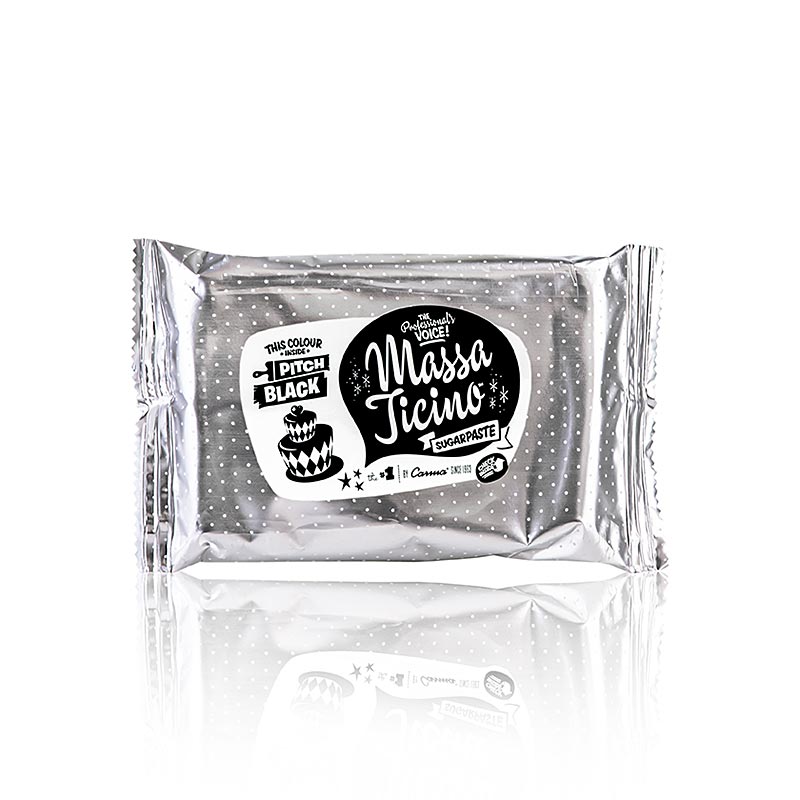 Carma - Massa Ticino - Tortengarniermasse, Pitch Black, Vegan, AZO-Frei, 250 g