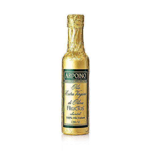 Olio d'oliva Ardoino "Fructus", non filtrato, in confezione con involucro dorato, 250 ml