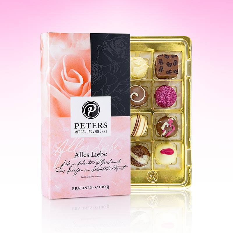 Miscela di tartufi e praline, "Alles Liebe", con alcol, Peters, 100 g, 8 pz.