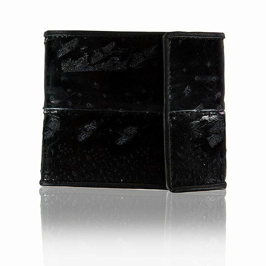 Porte-cartes de crédit pour 6 cartes, avec bouton-pression, cuir d'esturgeon/de vache, noir, 11 x 9 x 2 cm, 1 pièce
