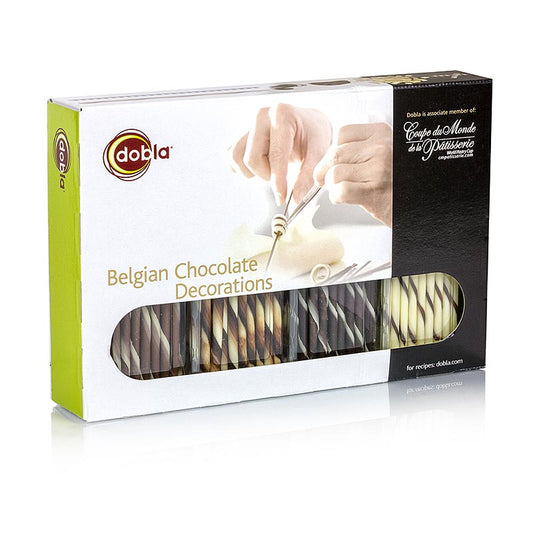 Assortimento di decorazioni al cioccolato - Selezione 1, 4 sigaretti diversi, 360 g, 108 pezzi.