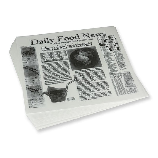Papier snack jetable avec impression de papier journal, env.310x285mm, Daily News, 500 feuilles