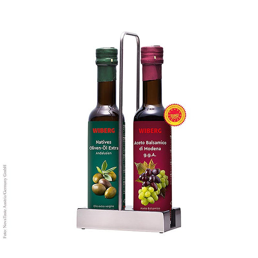 Lot de 2 bouteilles Wiberg (huile et vinaigre), contenant Huile d'olive  vierge Huile d'olive  Vinaigre balsamique , 500 ml (2 x 250 ml)