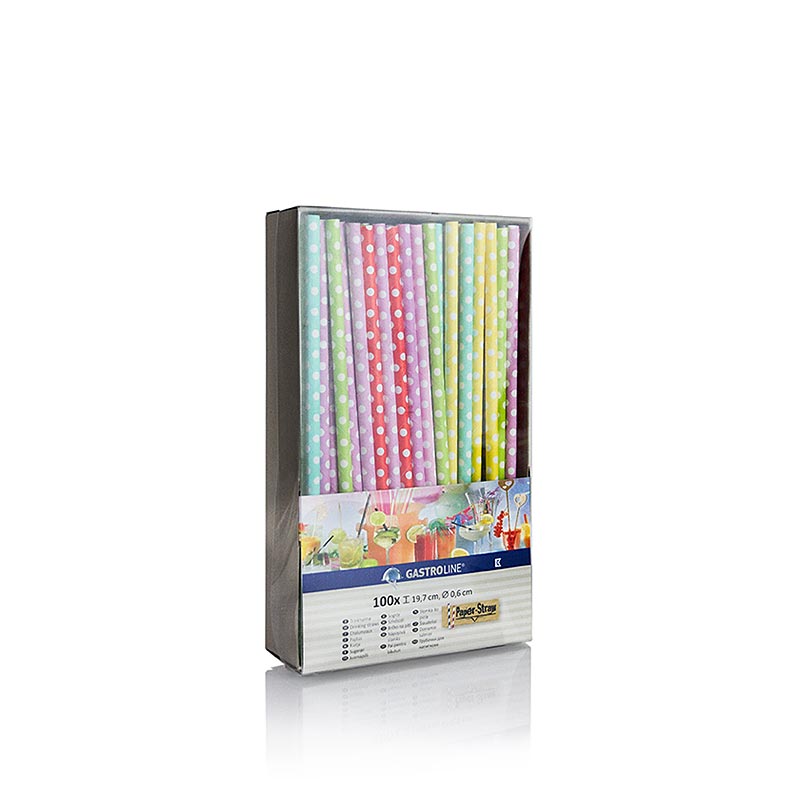 Kögler - Pailles en papier jetables « Points », 6 couleurs, 19,7 cm, 100 pièces