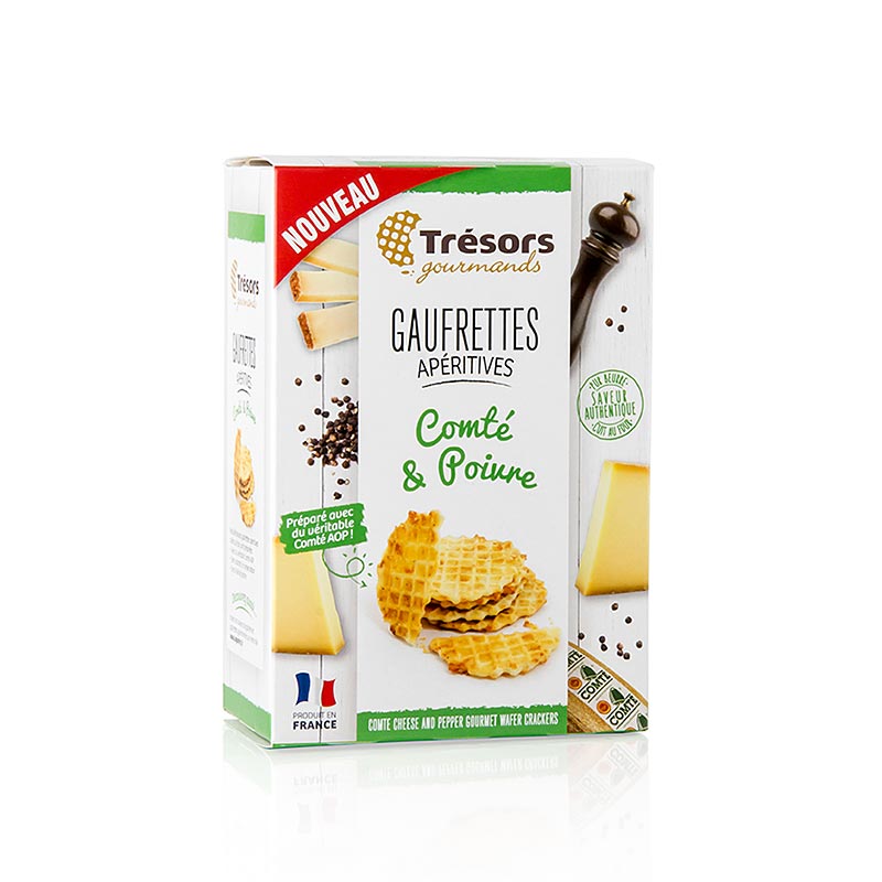 Barsnack Trésors - Gaufrettes, mini-gaufres françaises au comté et Poivre, 60 g