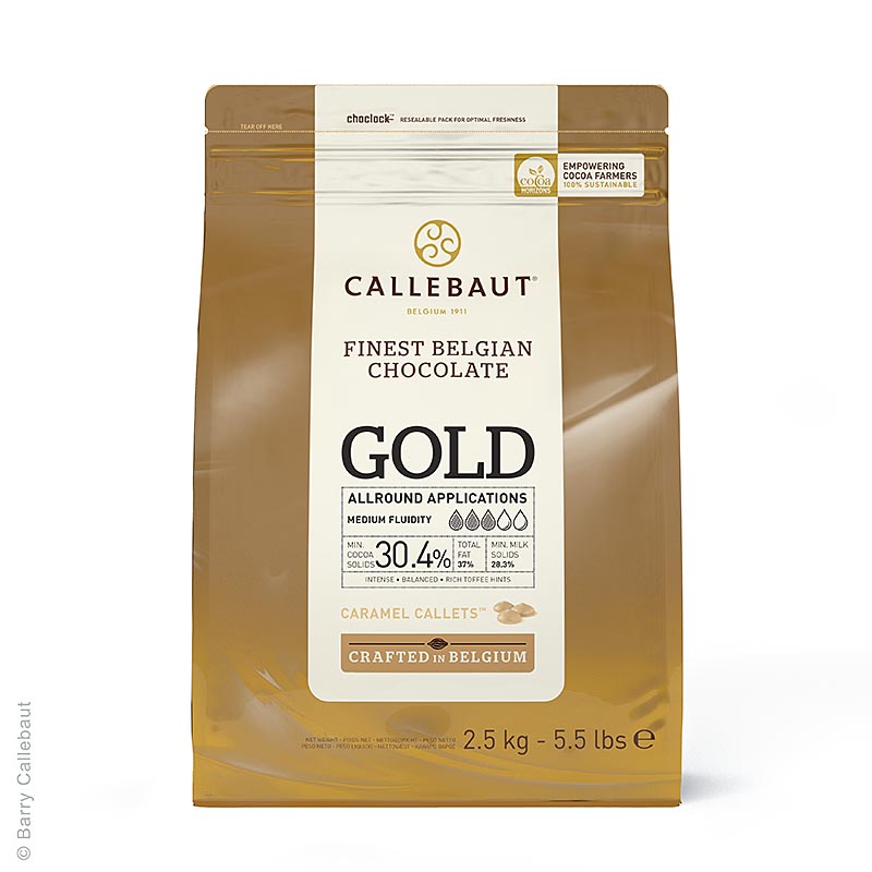 Callebaut - Cioccolato GOLD, con note di caramello, Callets, 30,4% Cacao, 2,5 kg