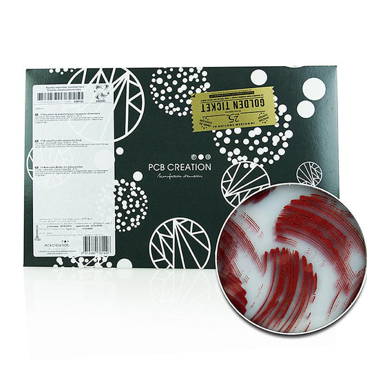 Foglio decorativo peel-off "Londres Rubin" (macchie rosse), per cioccolato, 40x25cm, 17 fogli