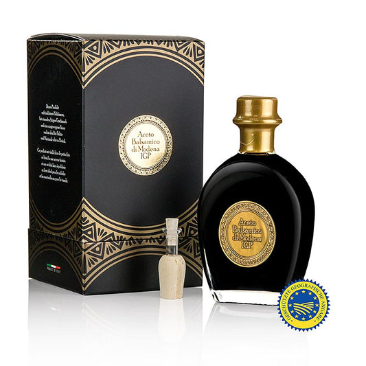 Vinaigre balsamique Modène IGP, vieilli en fût de genévrier, coffret noir, 250 ml
