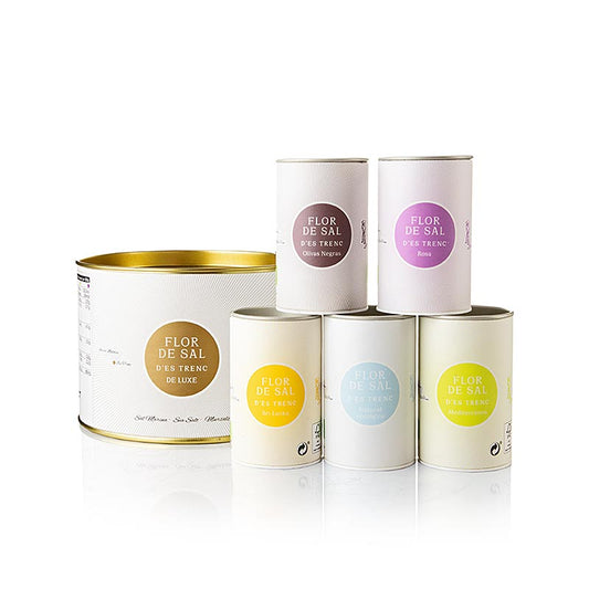 Flor de Sal d'es Trenc - Set Deluxe (curry, rose, olives, herbes, pur), BIO, 250 g, 5 x 50g