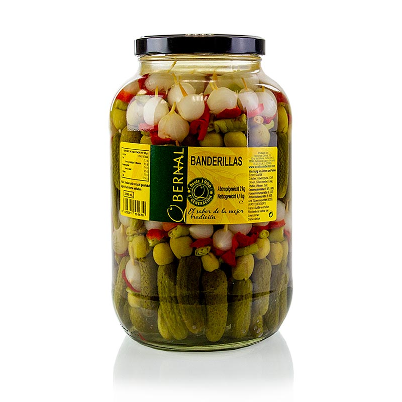 Aceitunas Callosa - Brochettes de concombres aux oignons, olives et piment, « banderillas », 4,1 kg