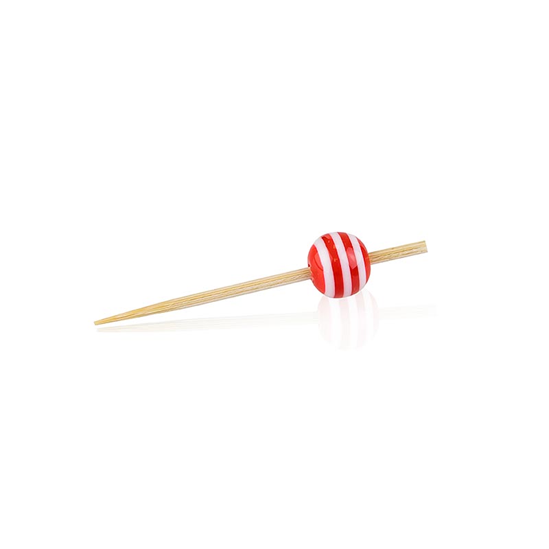 Pics en bois, avec "boule de cristal" rayé rouge/blanc, 5cm, 100 pcs