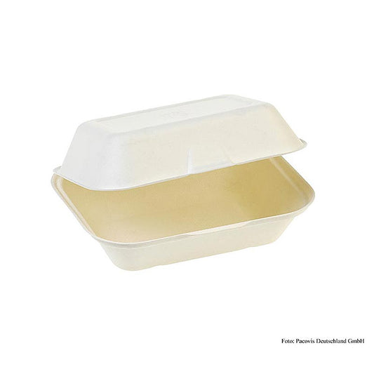 Scatola per alimenti monouso Naturesse, coperchio incernierato, 23,5x19,5x7,4 cm, canna da zucchero, 250 pezzi.