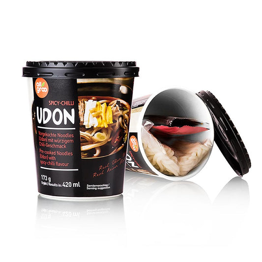 Nouilles instantanées Udon Cup, Spicy Chili (épicées), Corée du Sud, Allgroo, 173 g
