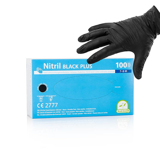 Guanti monouso in nitrile, nero, M, non polverizzati, 100 pz.