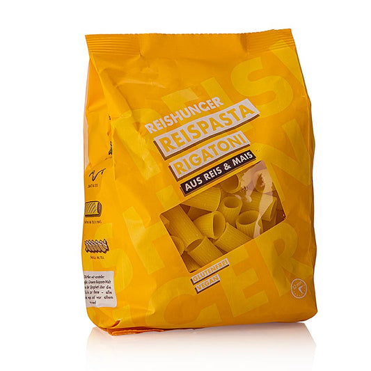 Pâtes au riz - Rigatoni, à base de maïs et de riz, Sans gluten, Reishunger, 400 g