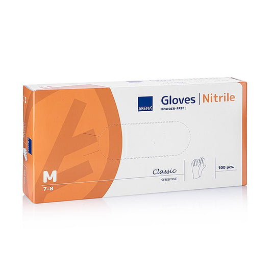 Gants jetables nitrile, blanc, M, non poudrés, 100 pces