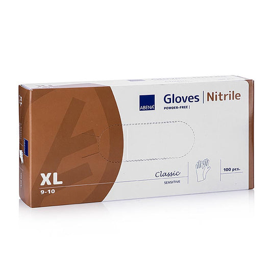 Gants jetables nitrile, blanc, XL, non poudrés, 100 pces