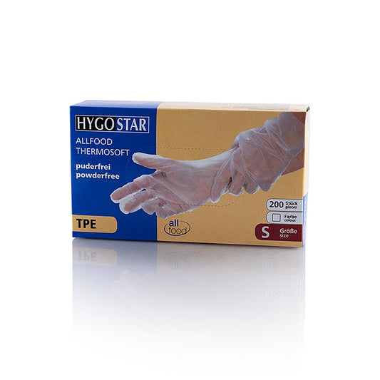 Gants à usage unique TPE "Allfood Thermosoft", transp., S, Hygostar, 200 pces