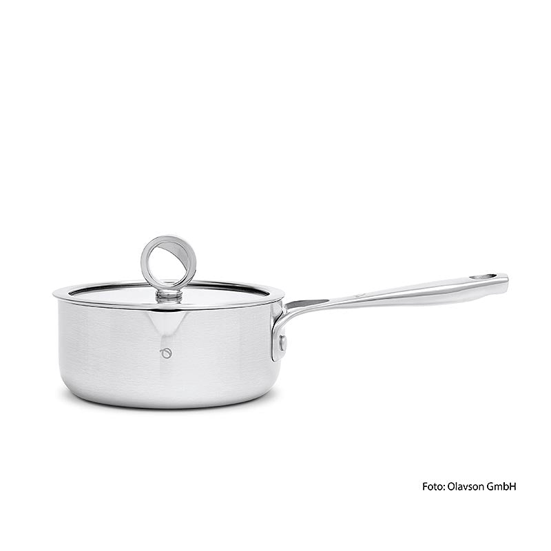 Casseruola con manico e anima in rame Olavson, con coperchio, 16 cm, 1,3 l, adatta a tutti i tipi di fornelli, 1 pz.