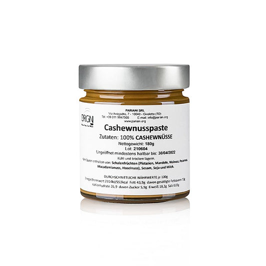 Pâte de noix de cajou, grillée, 100% noix de cajou, Pariani, 180 g