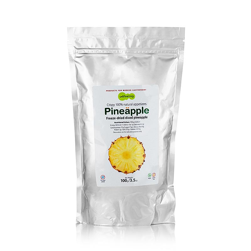 TÖUFOOD LYOFËELING PINEÄPPLE, ananas lyophilisé, cubes, 100 g