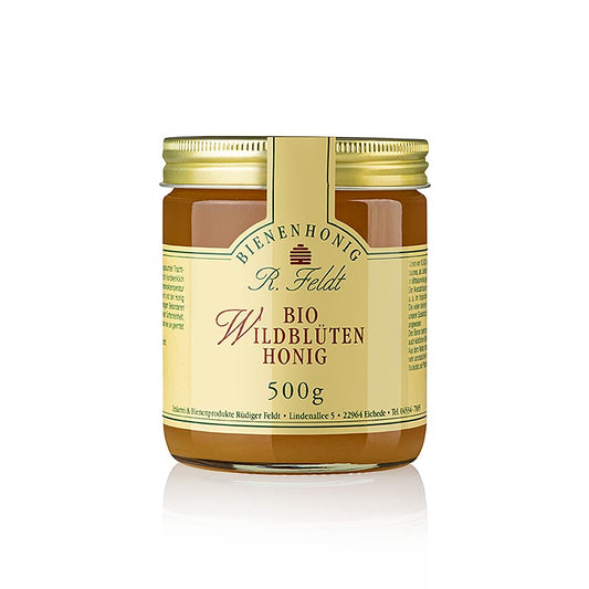 Miel Feldt, jaune, doux et onctueux, très apprécié des enfants, bio, 500 g