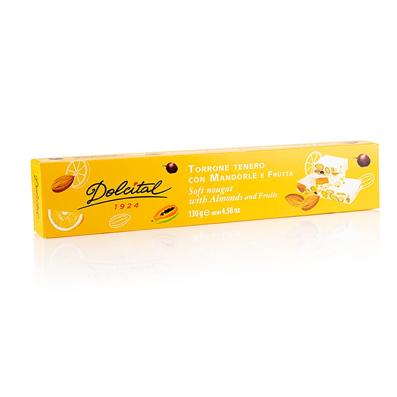 Barretta di torrone - Frutta, mandorle e frutta, morbida, Dolcital, 130 g