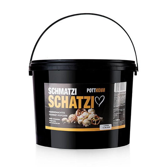 Pottkorn - Schmatzi Schatzi, popcorn con cioccolato bianco e pretzel, 1 kg