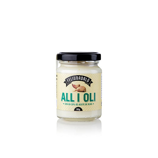 Allioli - Crema all'aglio con il 20% Olio d'oliva, chiara, Feliubadalo, 95 g