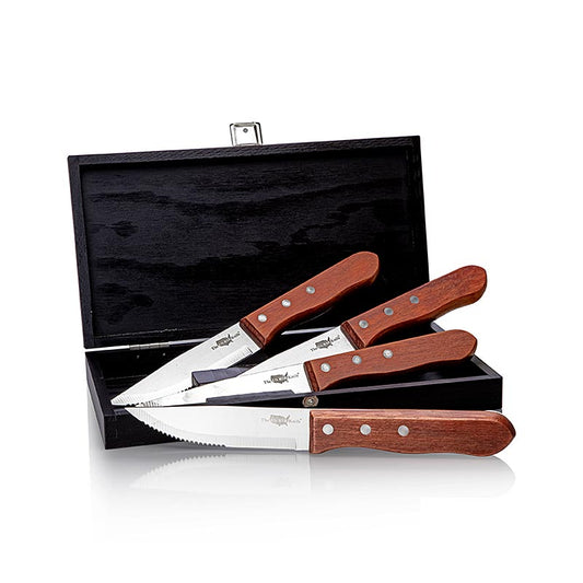 Set de couteaux à steak, dans un coffret en bois noir, 4 pièces