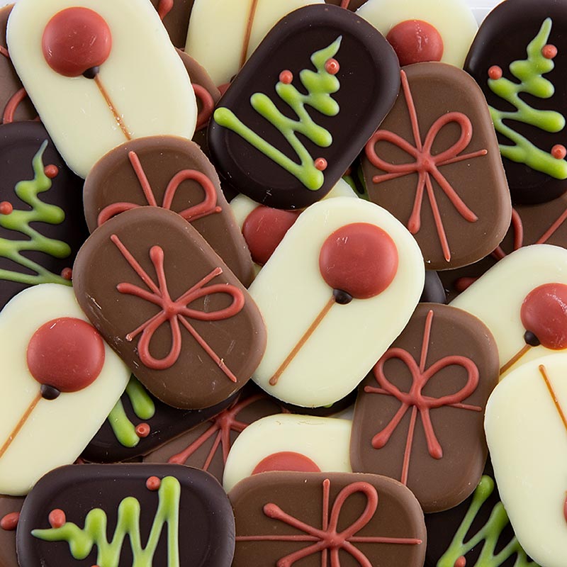 Schokoaufleger "Merry Cristmas" 3 Designs, 40x25mm, Dobla (77794), 423 g, 189 St